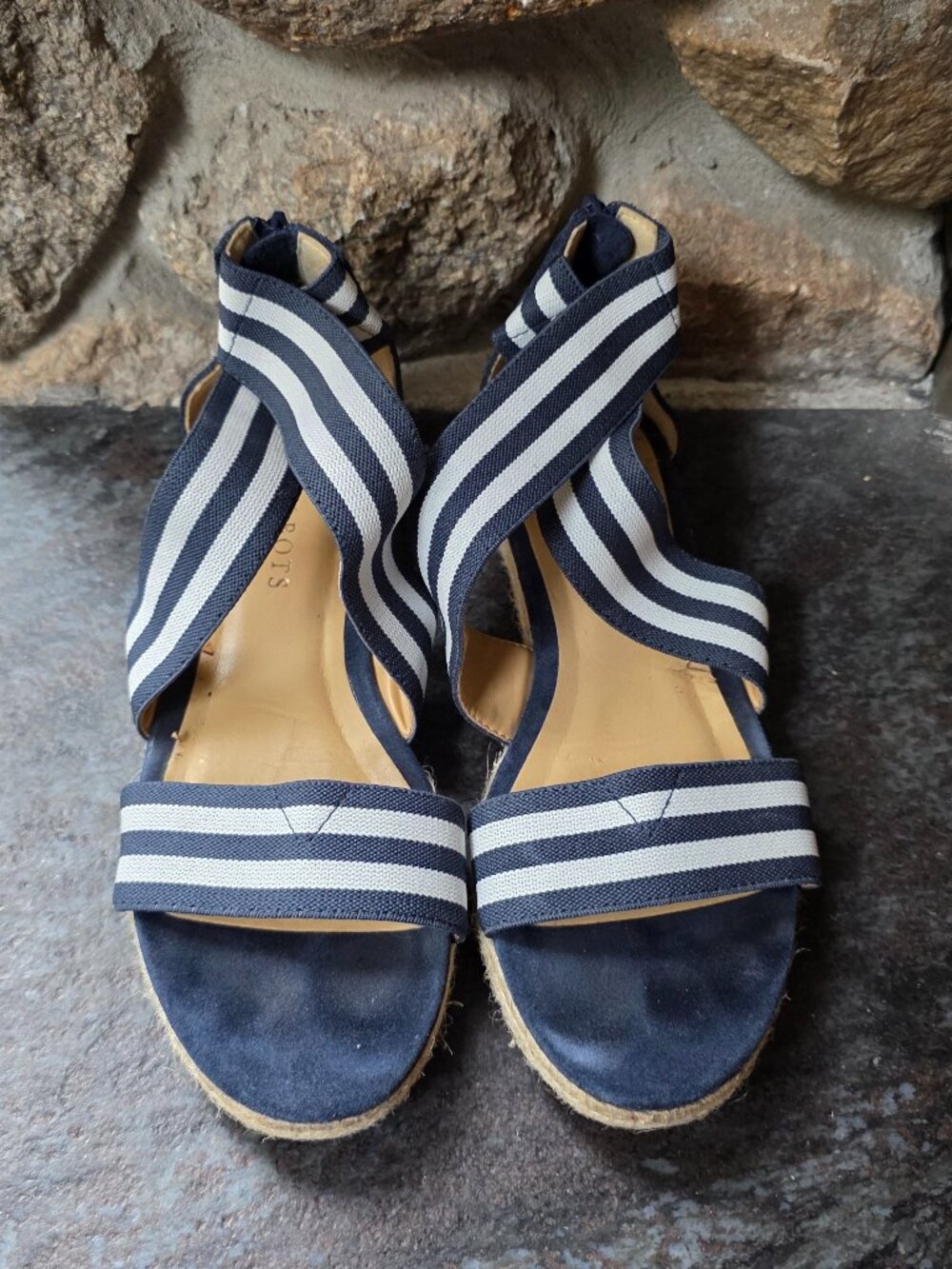Talbots Stretchy Blue/White Strappy Sandals Size 7